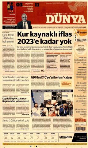 17 Eylül 2018 - Gazetelerin birinci sayfaları