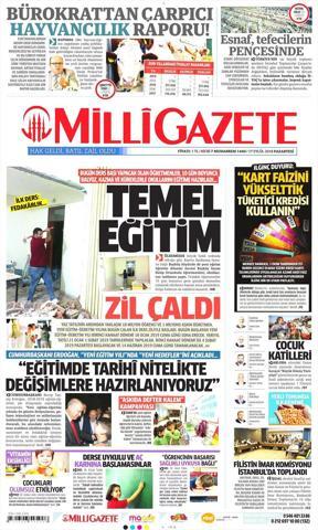 17 Eylül 2018 - Gazetelerin birinci sayfaları