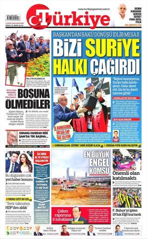 17 Eylül 2018 - Gazetelerin birinci sayfaları