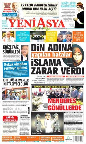 17 Eylül 2018 - Gazetelerin birinci sayfaları