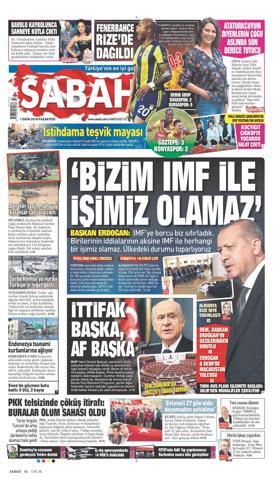 1 Ekim 2018 - Gazetelerin birinci sayfaları