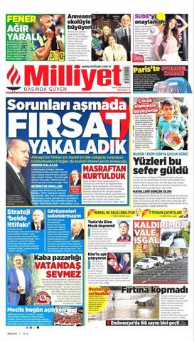 1 Ekim 2018 - Gazetelerin birinci sayfaları