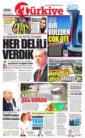 1 Ekim 2018 - Gazetelerin birinci sayfaları