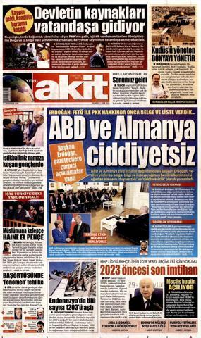1 Ekim 2018 - Gazetelerin birinci sayfaları
