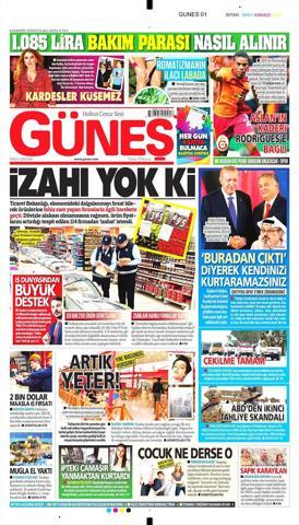 9 Ekim 2018 - Gazetelerin birinci sayfaları