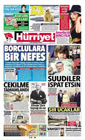 9 Ekim 2018 - Gazetelerin birinci sayfaları