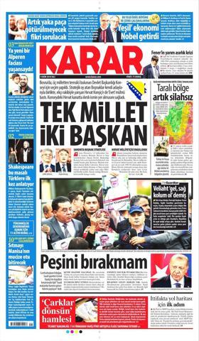 9 Ekim 2018 - Gazetelerin birinci sayfaları
