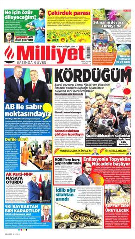 9 Ekim 2018 - Gazetelerin birinci sayfaları