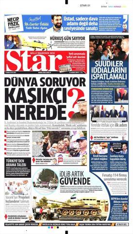 9 Ekim 2018 - Gazetelerin birinci sayfaları