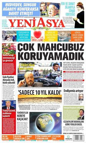 9 Ekim 2018 - Gazetelerin birinci sayfaları