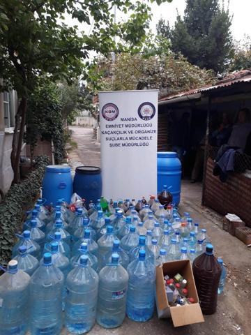 Kaçak içki imalatı yapılan eve baskın