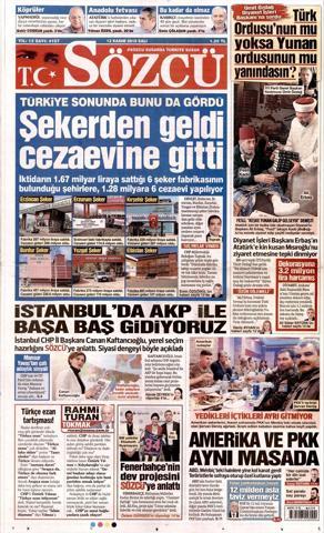 13 Kasım 2018 - Gazetelerin birinci sayfaları