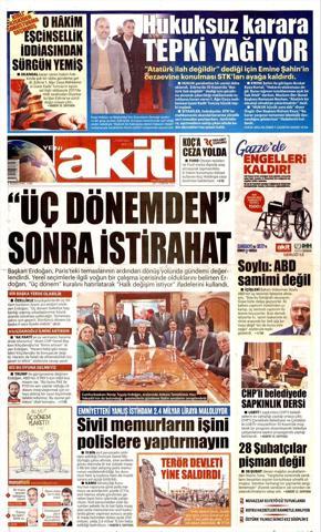 13 Kasım 2018 - Gazetelerin birinci sayfaları