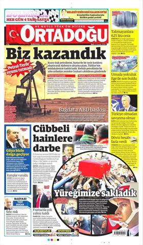 13 Kasım 2018 - Gazetelerin birinci sayfaları