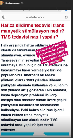 Ceren Hindistan hafızasını sildirdi