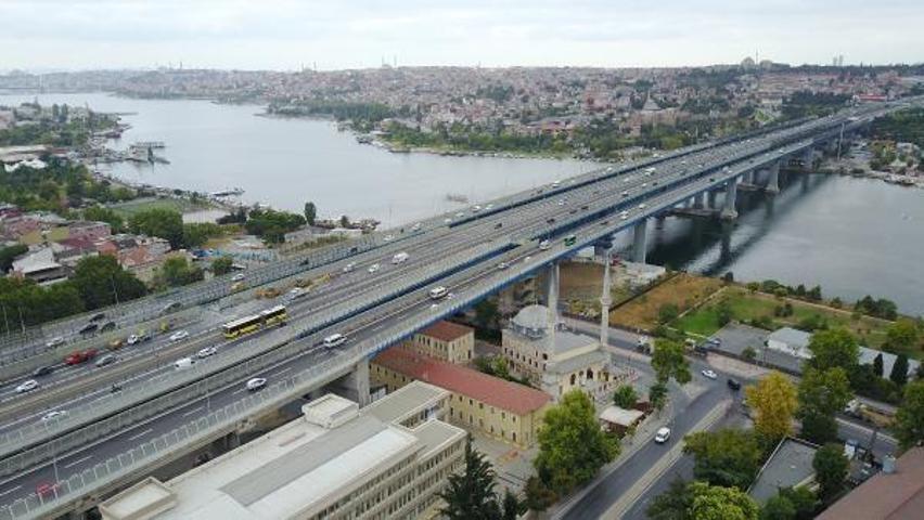 Haliç Köprüsünde ikinci etap çalışması havadan görüntülendi