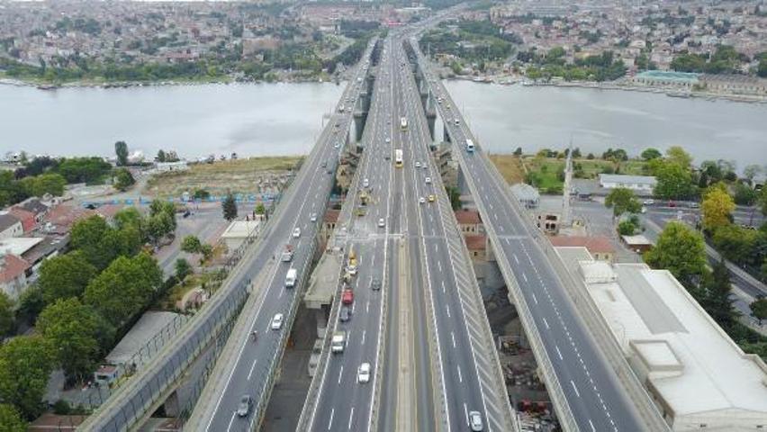 Haliç Köprüsünde ikinci etap çalışması havadan görüntülendi