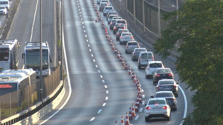 Haliç Köprüsündeki çalışmalar nedeniyle D-100de trafik yoğunluğu