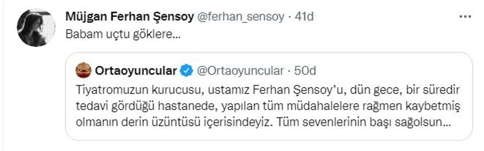 Derya Şensoy ve Müjgan Ferhan Şensoydan babaları Ferhan Şensoya: Babam uçtu göklere