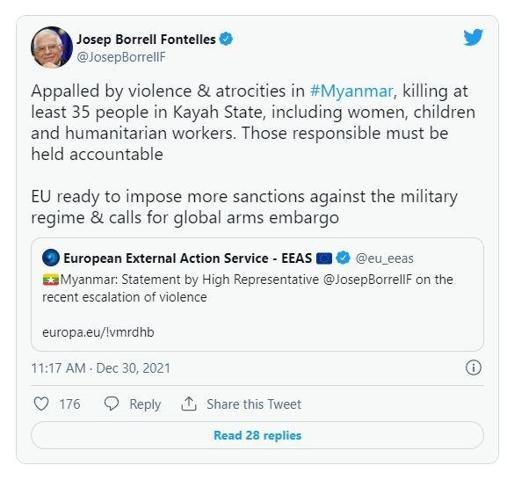 AB, Myanmara silah ambargosu uygulanmasını istedi