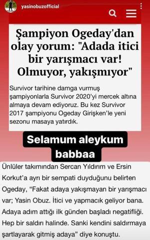 Yasin Obuz, Ogeday Girişkenin İtici ve yapmacık sözlerine yanıt verdi