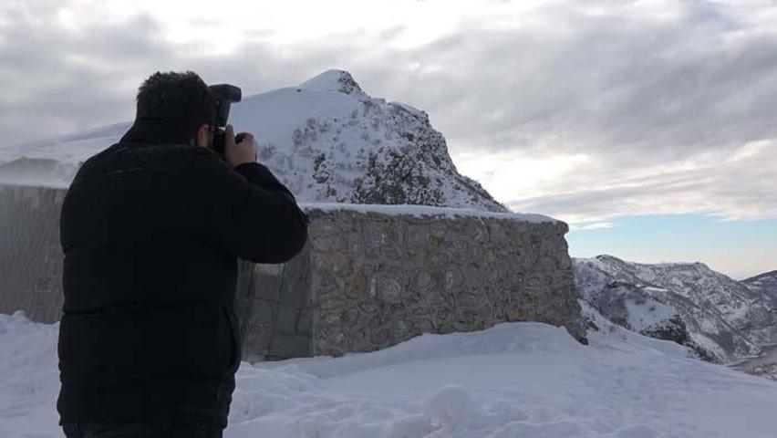 UNESCO’ya aday Nemrut Kalderasında göz kamaştıran kar manzaraları
