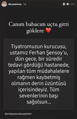 Derya Şensoydan Ferhan Şensoy paylaşımı: Babası kılıklı oldum