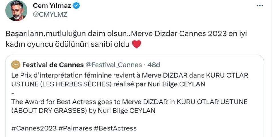 Merve Dizdar Cannes Film Festivalinde en iyi kadın oyuncu ödülünü aldı