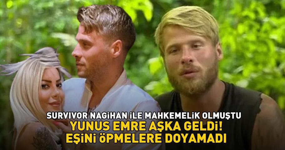 Survivor Yunus Emre aşka geldi Eşini öpmelere doyamadı ‘Kalpler havada uçuştu’