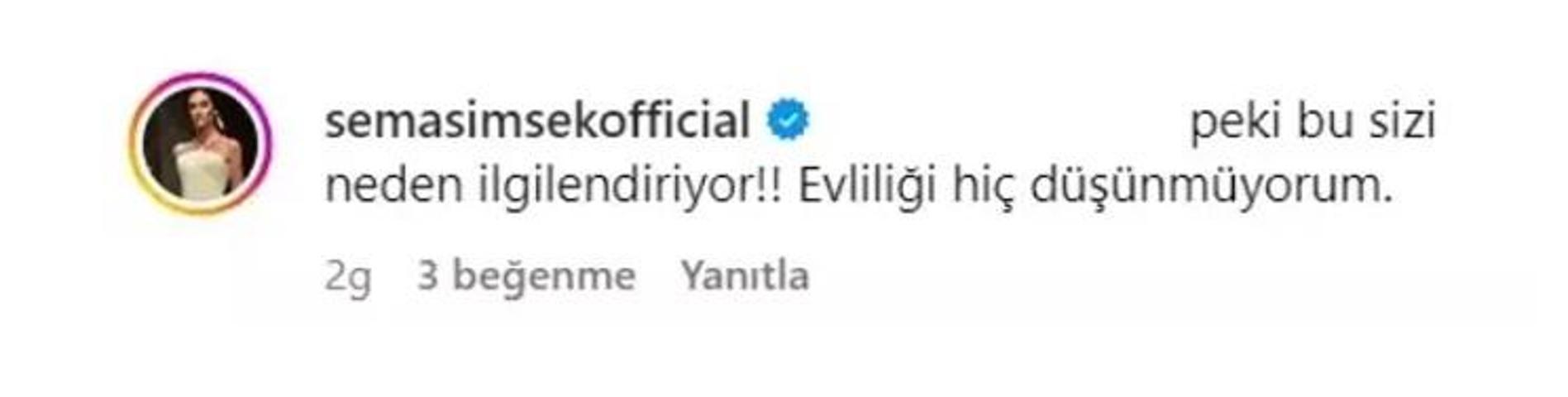 Sema Şimşek takipçisinden gelen Zina yapıyorsun yorumuna sessiz kalamadı