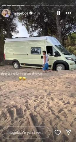 Müge Boz ve Caner Erdenize karavan tatilinde beklenmedik sürpriz Sosyal medyada paylaştılar