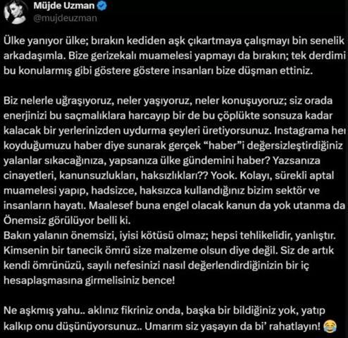 Birand Tunca ile aşk yaşadığı iddia edilen Müjde Uzmandan çarpıcı yanıt: BİZE GERİ ZEKALI MUAMELESİ YAPMAYI BIRAKIN