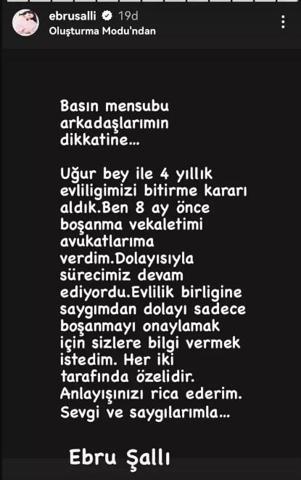 Ebru Şallı’dan boşanma açıklaması SESSİZLİĞİNİ BOZDU: 8 AY ÖNCE...