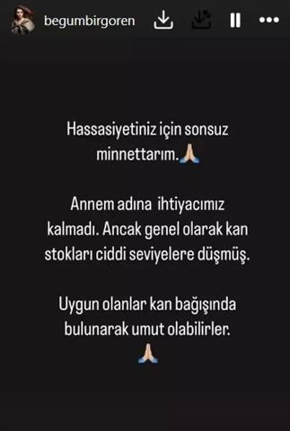 Begüm Birgören, Acil diye annesi için yardım çağrısında bulundu PEŞ PEŞE DESTEK PAYLAŞIMLARI