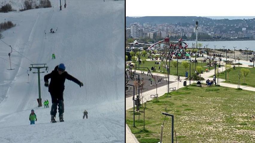 HABER... Karadenizde iki mevsim; sahilde piknik, yükseklerde kayak