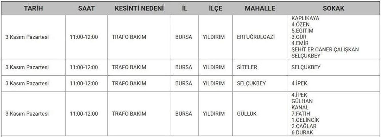 UEDAŞ BURSA ELEKTRİK KESİNTİSİ 3 KASIM: Bursada Elektrikler Ne Zaman Gelecek Hangi İlçelerde Elektrik Yok