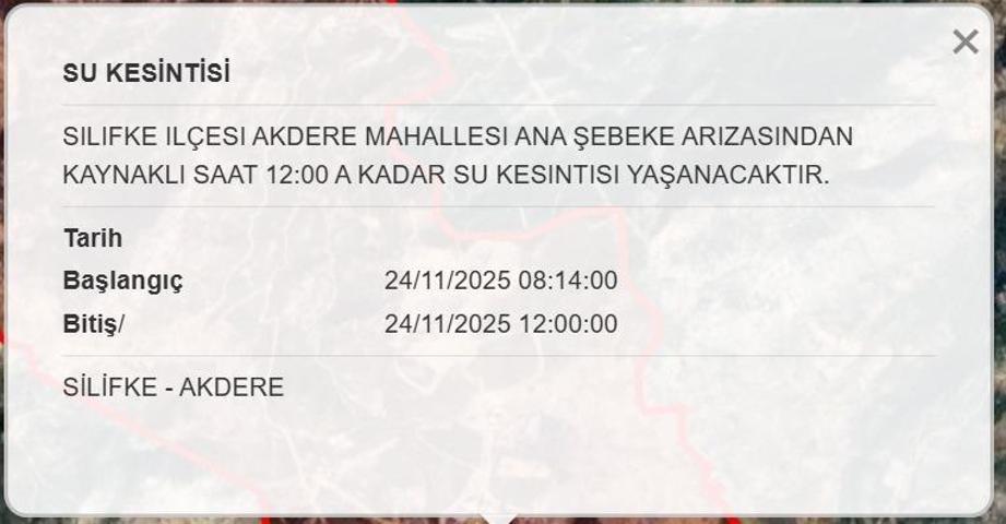 24 KASIM MERSİN SU KESİNTİSİ: Mersinde Sular Ne Zaman Gelecek MESKİ Mersin Su Kesintisi Ne Zaman Bitecek
