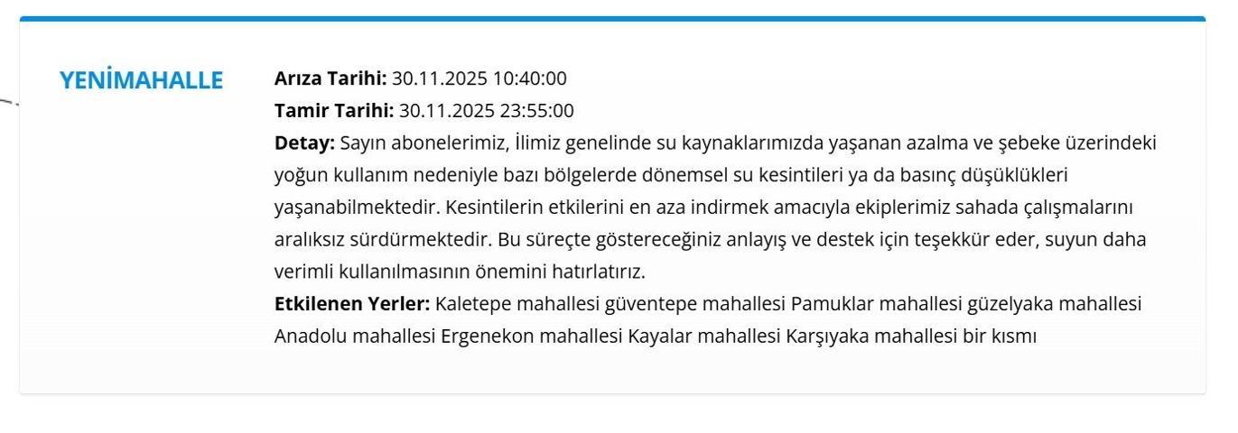 30 KASIM ANKARA ASKİ SU KESİNTİSİ: ASKİ Ankara Su Kesintisi Ne Zaman Bitecek, Sular Ne Zaman Gelecek