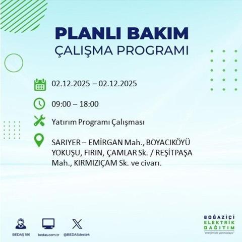 2 ARALIK 2025 İSTANBUL AYEDAŞ-BEDAŞ ELEKTRİK KESİNTİSİ: İstanbulda Elektrik Kesintisi Ne Zaman Bitecek, Elektrikler Ne Zaman Gelecek Sarıyer, Silivri...