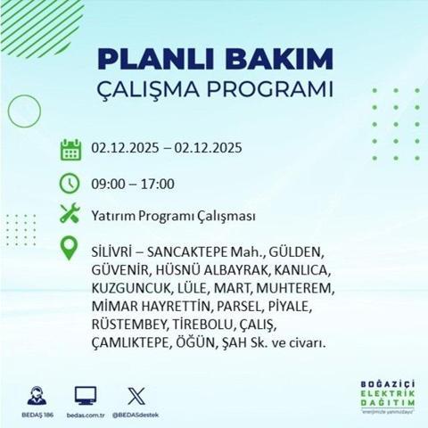 2 ARALIK 2025 İSTANBUL AYEDAŞ-BEDAŞ ELEKTRİK KESİNTİSİ: İstanbulda Elektrik Kesintisi Ne Zaman Bitecek, Elektrikler Ne Zaman Gelecek Sarıyer, Silivri...
