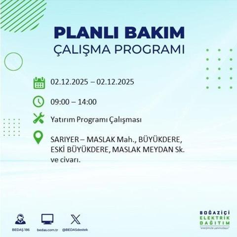 2 ARALIK 2025 İSTANBUL AYEDAŞ-BEDAŞ ELEKTRİK KESİNTİSİ: İstanbulda Elektrik Kesintisi Ne Zaman Bitecek, Elektrikler Ne Zaman Gelecek Sarıyer, Silivri...