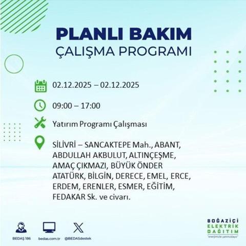 2 ARALIK 2025 İSTANBUL AYEDAŞ-BEDAŞ ELEKTRİK KESİNTİSİ: İstanbulda Elektrik Kesintisi Ne Zaman Bitecek, Elektrikler Ne Zaman Gelecek Sarıyer, Silivri...