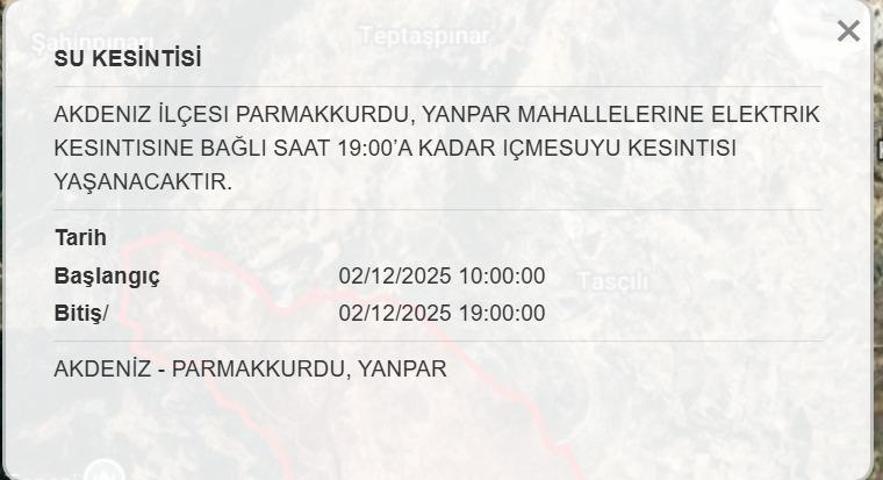 MESKİ 2 ARALIK MERSİN SU KESİNTİSİ: Mersinde Sular Ne Zaman Gelecek MESKİ Mersin Su Kesintisi Ne Zaman Bitecek