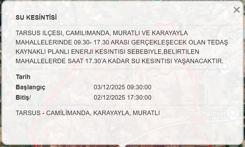 MESKİ 2 ARALIK MERSİN SU KESİNTİSİ: Mersinde Sular Ne Zaman Gelecek MESKİ Mersin Su Kesintisi Ne Zaman Bitecek