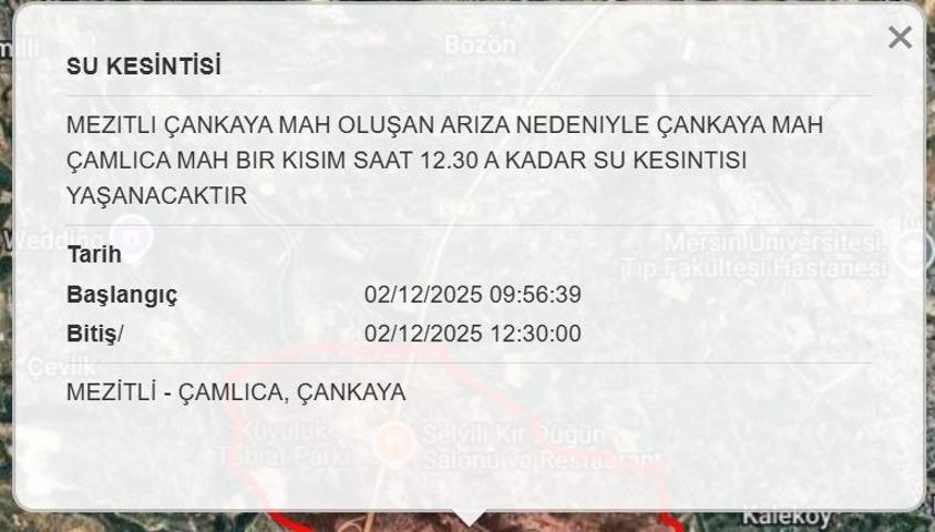 MESKİ 2 ARALIK MERSİN SU KESİNTİSİ: Mersinde Sular Ne Zaman Gelecek MESKİ Mersin Su Kesintisi Ne Zaman Bitecek