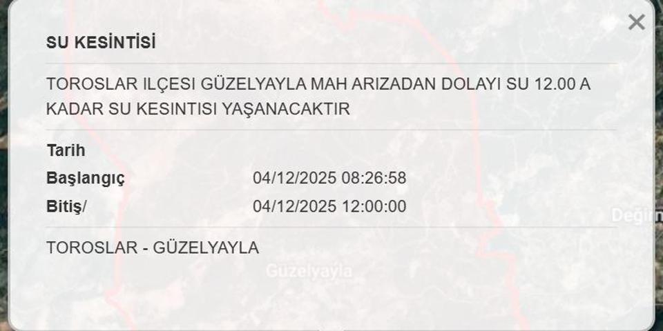 4 ARALIK MESKİ MERSİN SU KESİNTİSİ: Mersinde Sular Ne Zaman Gelecek Mersin Su Kesintisi Ne Zaman Bitecek