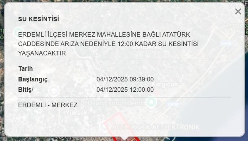 4 ARALIK MESKİ MERSİN SU KESİNTİSİ: Mersinde Sular Ne Zaman Gelecek Mersin Su Kesintisi Ne Zaman Bitecek