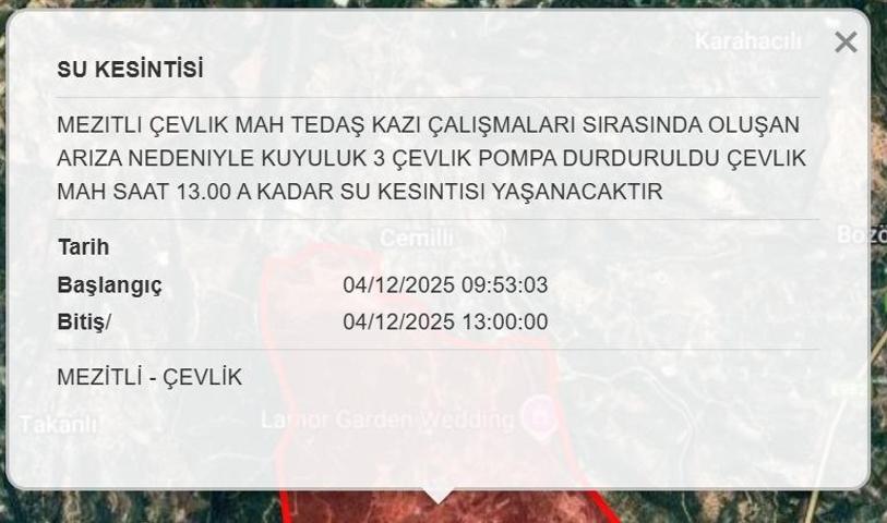 4 ARALIK MESKİ MERSİN SU KESİNTİSİ: Mersinde Sular Ne Zaman Gelecek Mersin Su Kesintisi Ne Zaman Bitecek