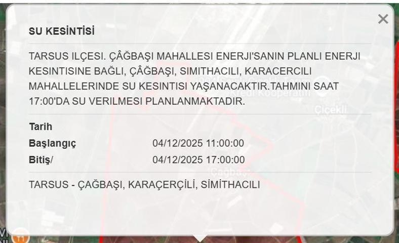 4 ARALIK MESKİ MERSİN SU KESİNTİSİ: Mersinde Sular Ne Zaman Gelecek Mersin Su Kesintisi Ne Zaman Bitecek