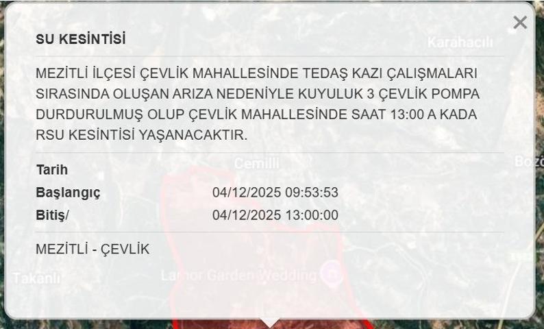 4 ARALIK MESKİ MERSİN SU KESİNTİSİ: Mersinde Sular Ne Zaman Gelecek Mersin Su Kesintisi Ne Zaman Bitecek